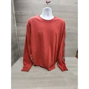 Carhartt Shirt Long Sleeve Size 2XL Loose Fit Orange Spellout On Sleeve